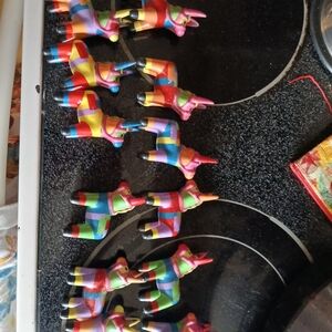 Mini Multicolor Donkey Pinata Figurine Set - 12 Total Figures Each 3 Inches